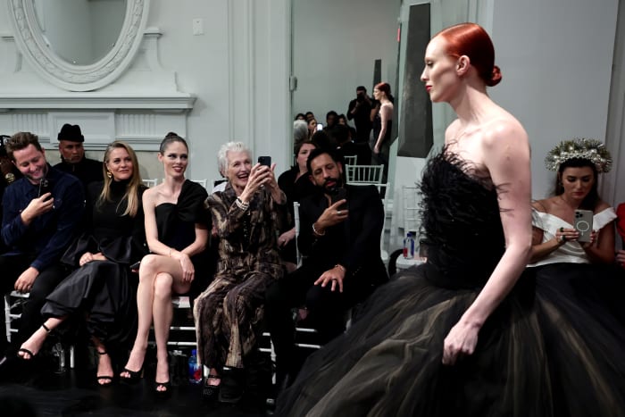 Alicia Silverstone, Coco Rocha and Maye Musk attend the Christian Siriano Spring/Summer 2023 NYFW Show at the Elizabeth Collective.